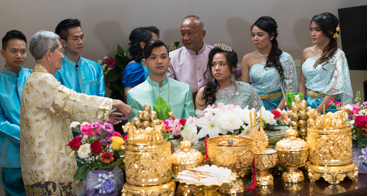 A traditional wedding in Cambodia.