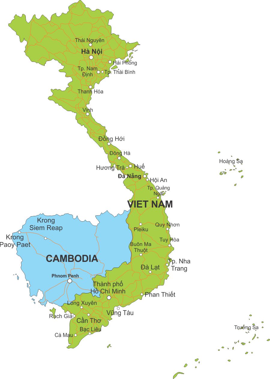 Maps of Vietnam and Cambodia