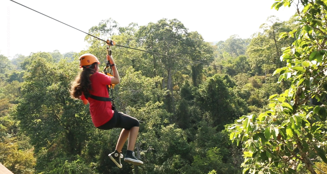 Angkor Zipline is located in the ancients jungles inside Angkor Park.
