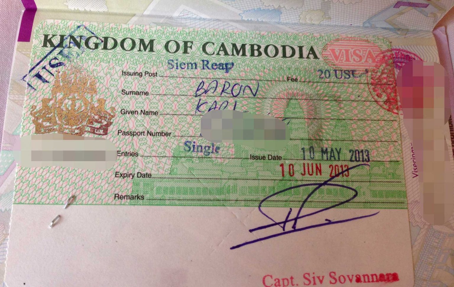 cambodia tourist visa fee
