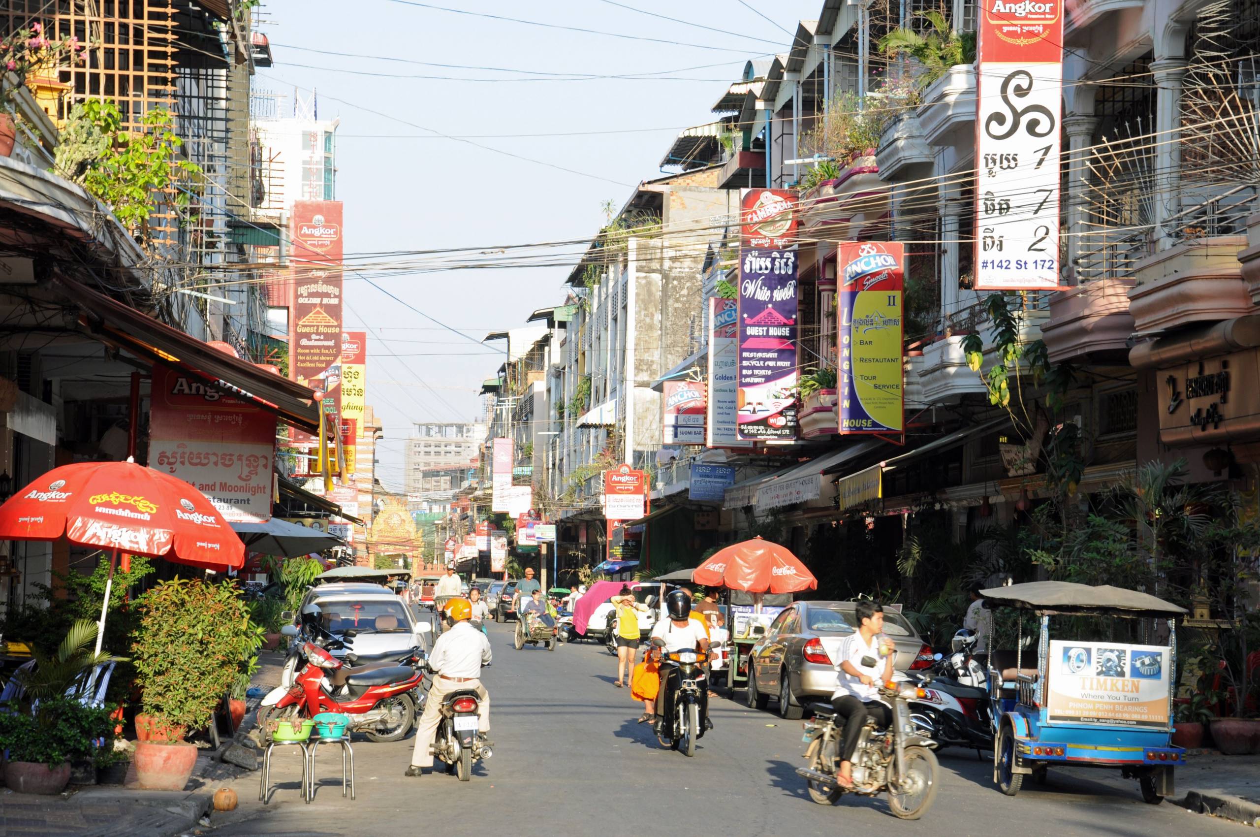 A photo of a street in Phnom Penh, Cambodia in January