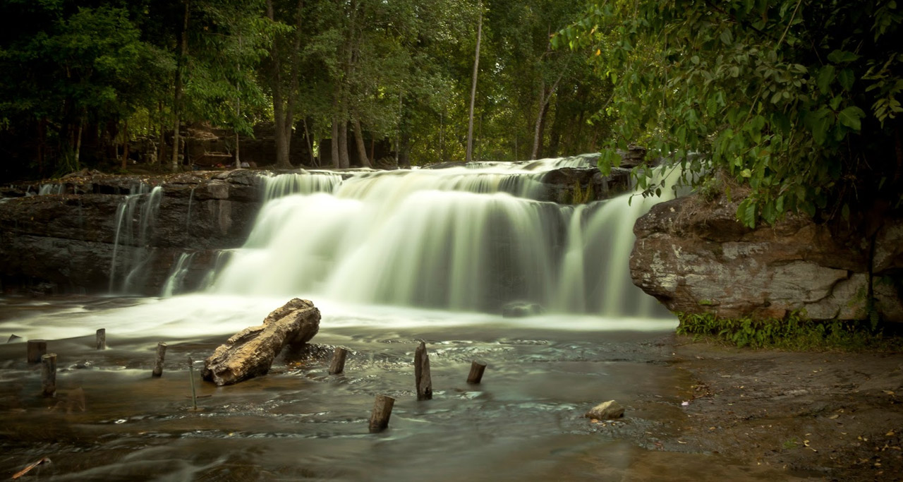 Kulen Mountain or Phnom Kulen Waterfall in Siem Reap. Phnom Kulen is considered by Khmers to be the most sacred mountain in Cambodia